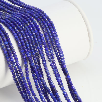 Royal Blue Lapis Lazuli 2mm Faceted Rondelles Bead Strand