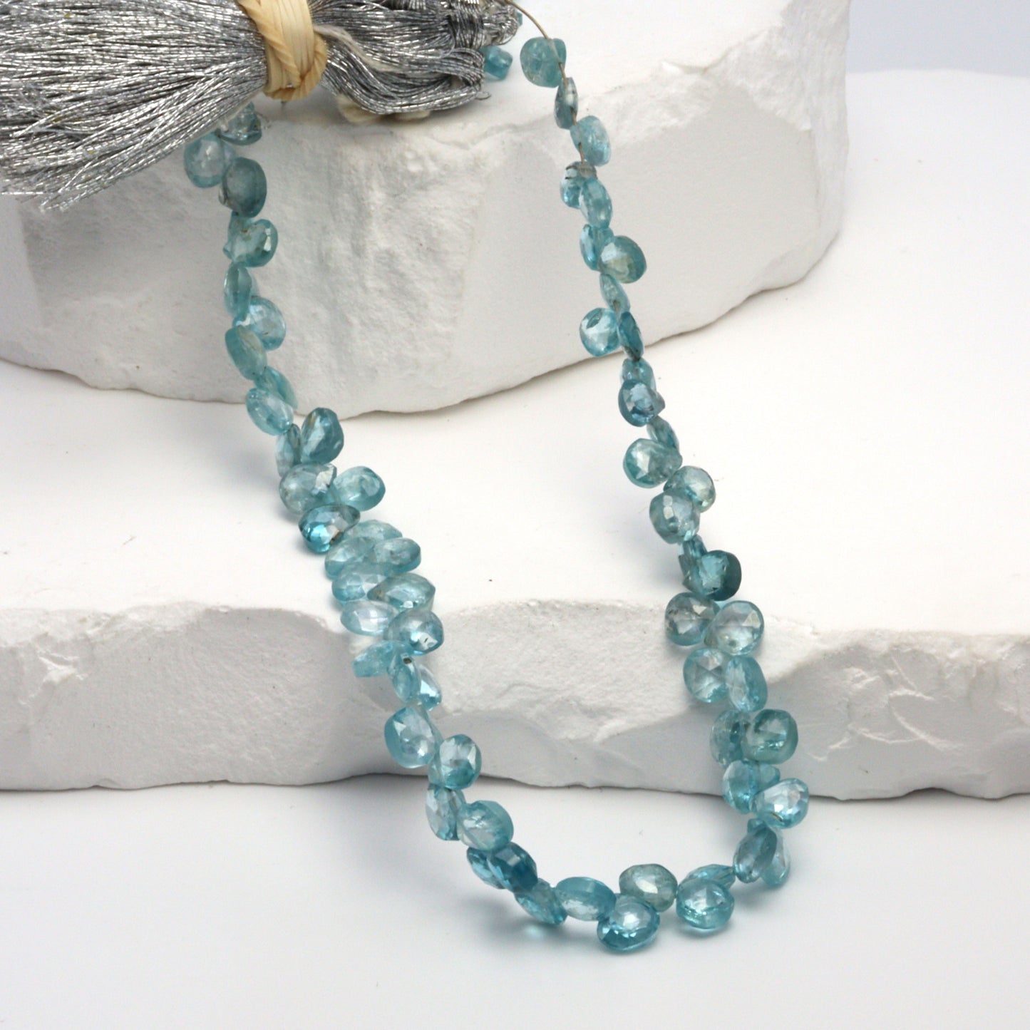 Blue Zircon 5mm Faceted Heart Shaped Briolettes