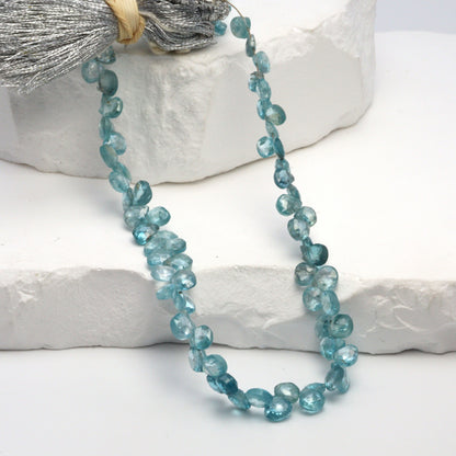 Blue Zircon 5mm Faceted Heart Shaped Briolettes