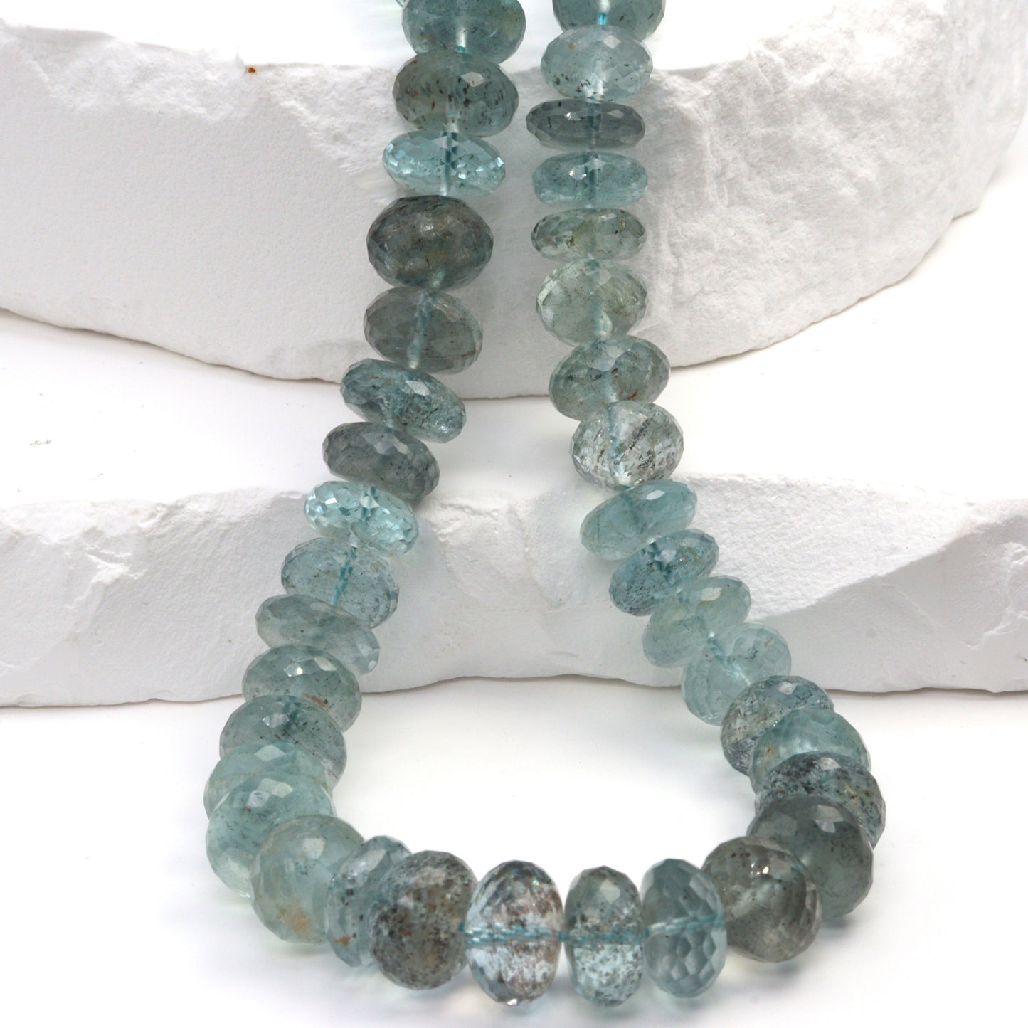 Blue Moss Aquamarine 9mm Faceted Rondelles