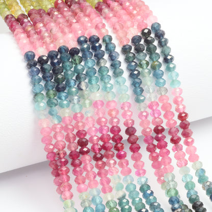 Watermelon Tourmaline 3mm Faceted Rondelles