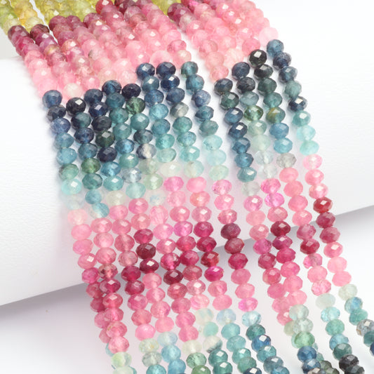 Watermelon Tourmaline 3mm Faceted Rondelles