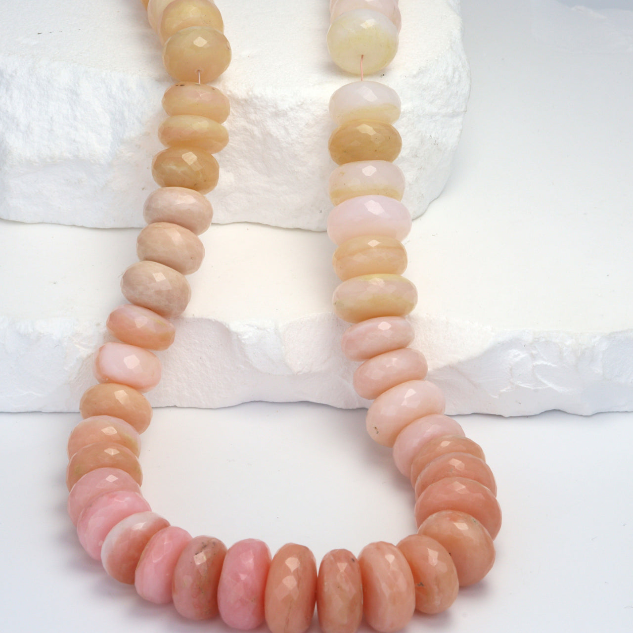 Ombre Pink Opal 13mm Faceted Rondelles