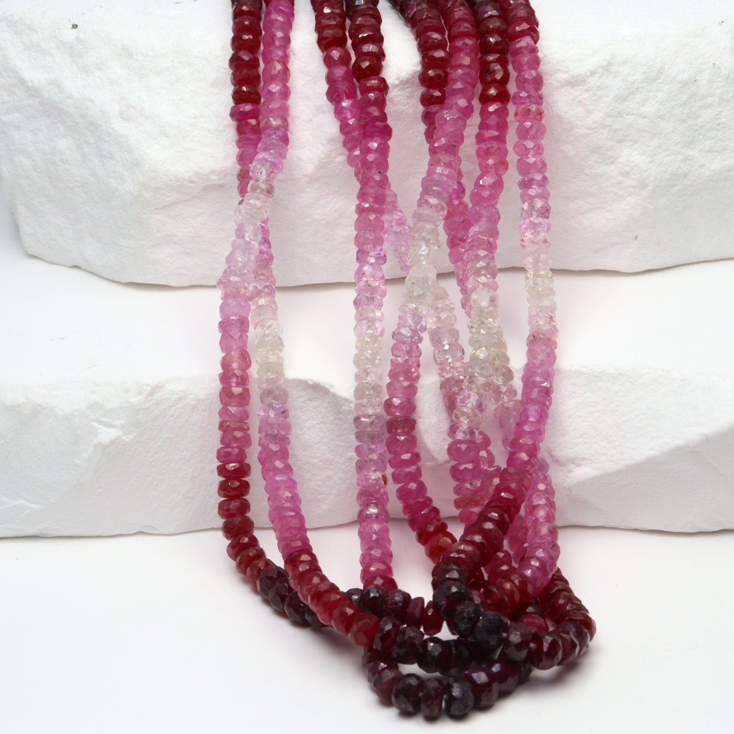 Ombre Red and Pink Ruby 3.5mm Faceted Rondelles