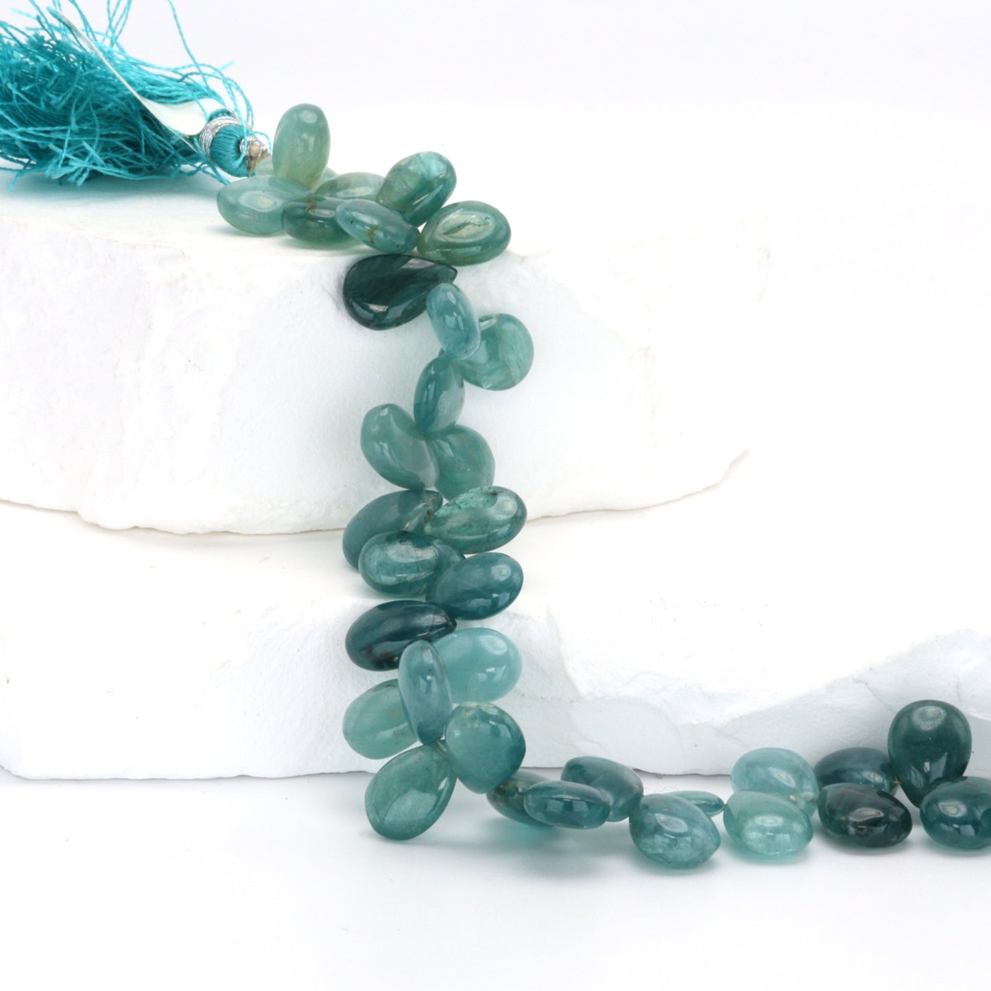 Ombre Blue Grandiderite 11x7mm Smooth Pear Shaped Briolettes