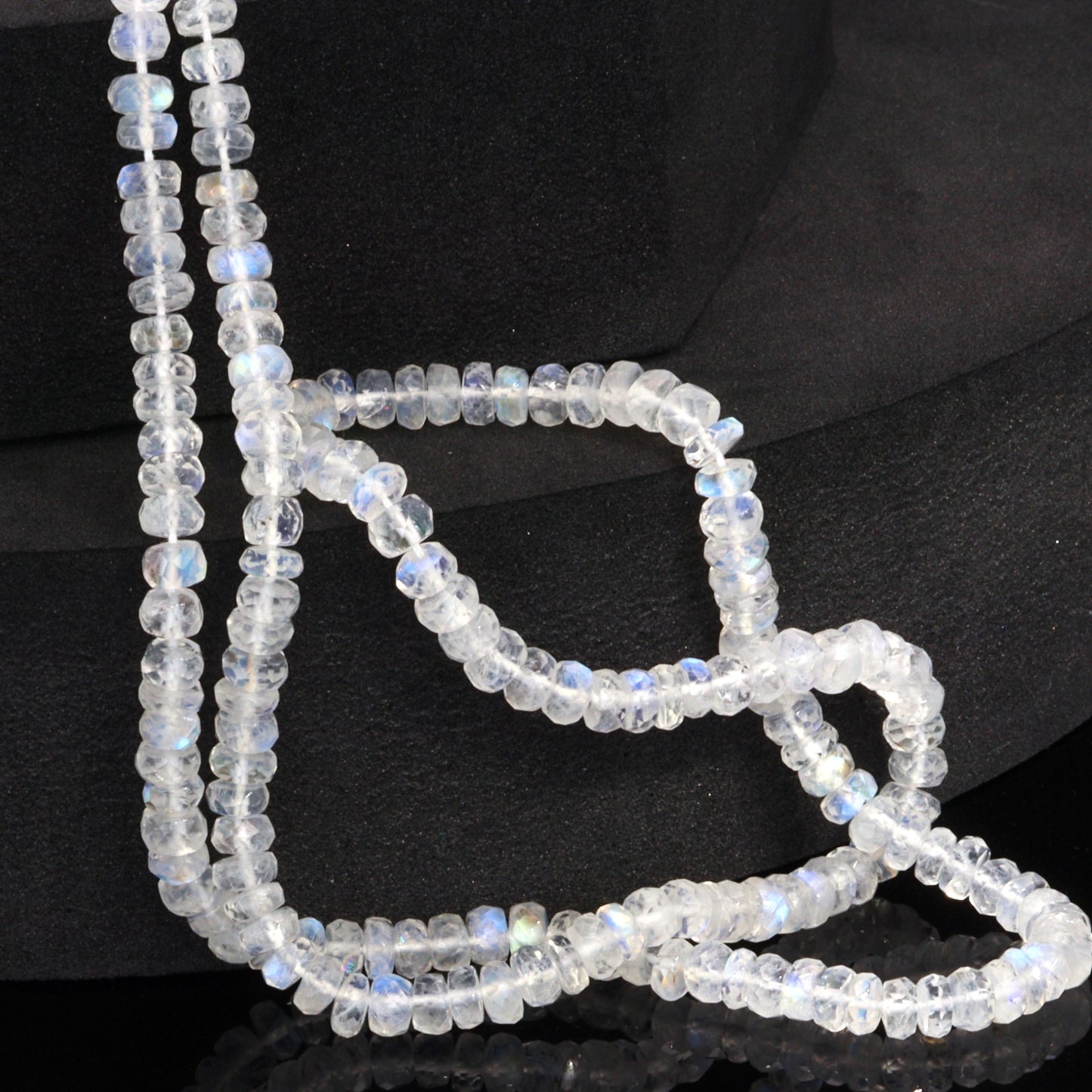 Blue Rainbow Moonstone 4mm Faceted Rondelles