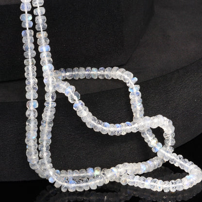 Blue Rainbow Moonstone 4mm Faceted Rondelles