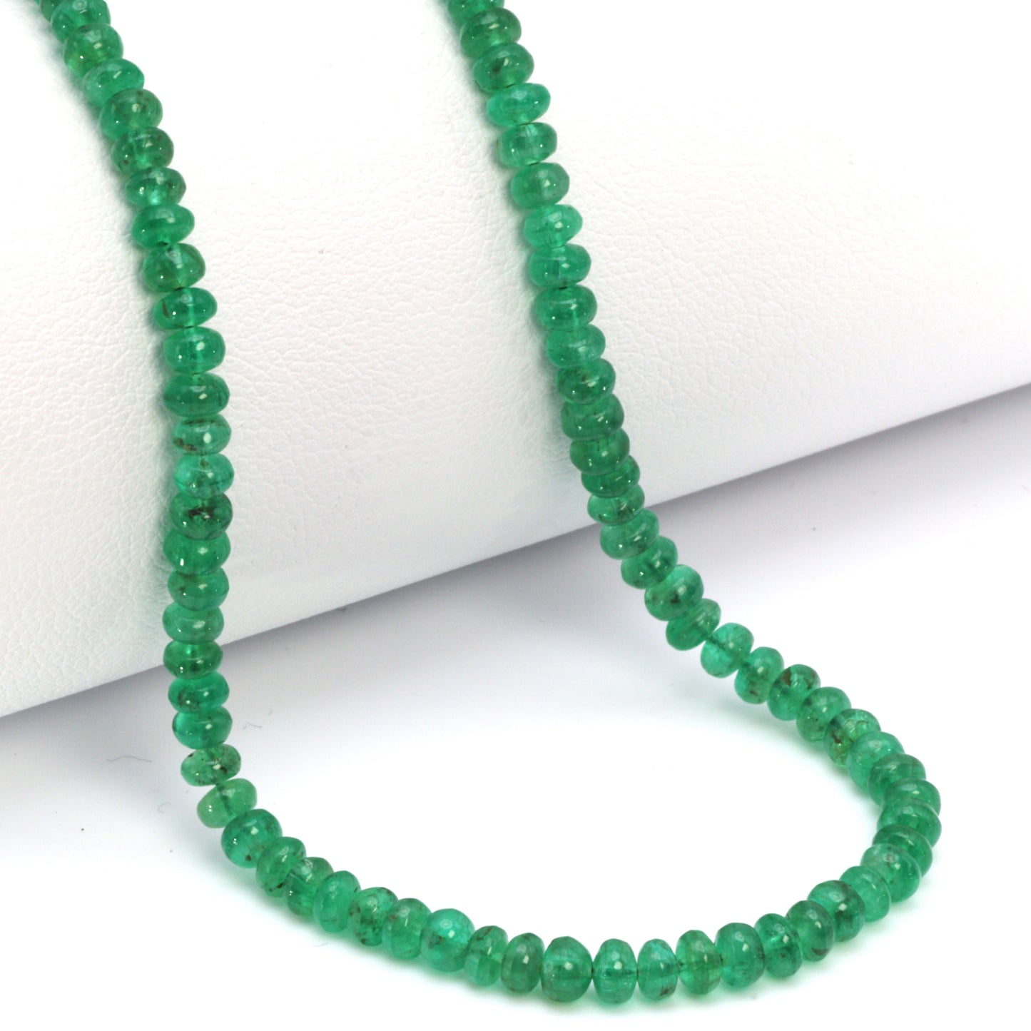 Green Emerald 3mm - 3.5mm Smooth Rondelles Bead Strand