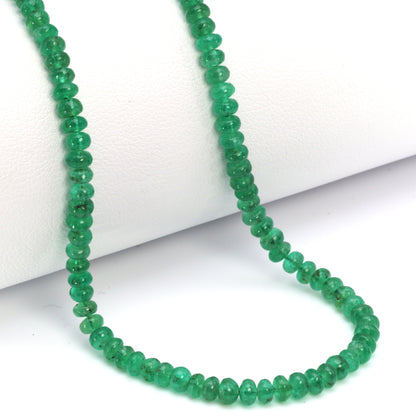 Green Emerald 3mm - 3.5mm Smooth Rondelles Bead Strand