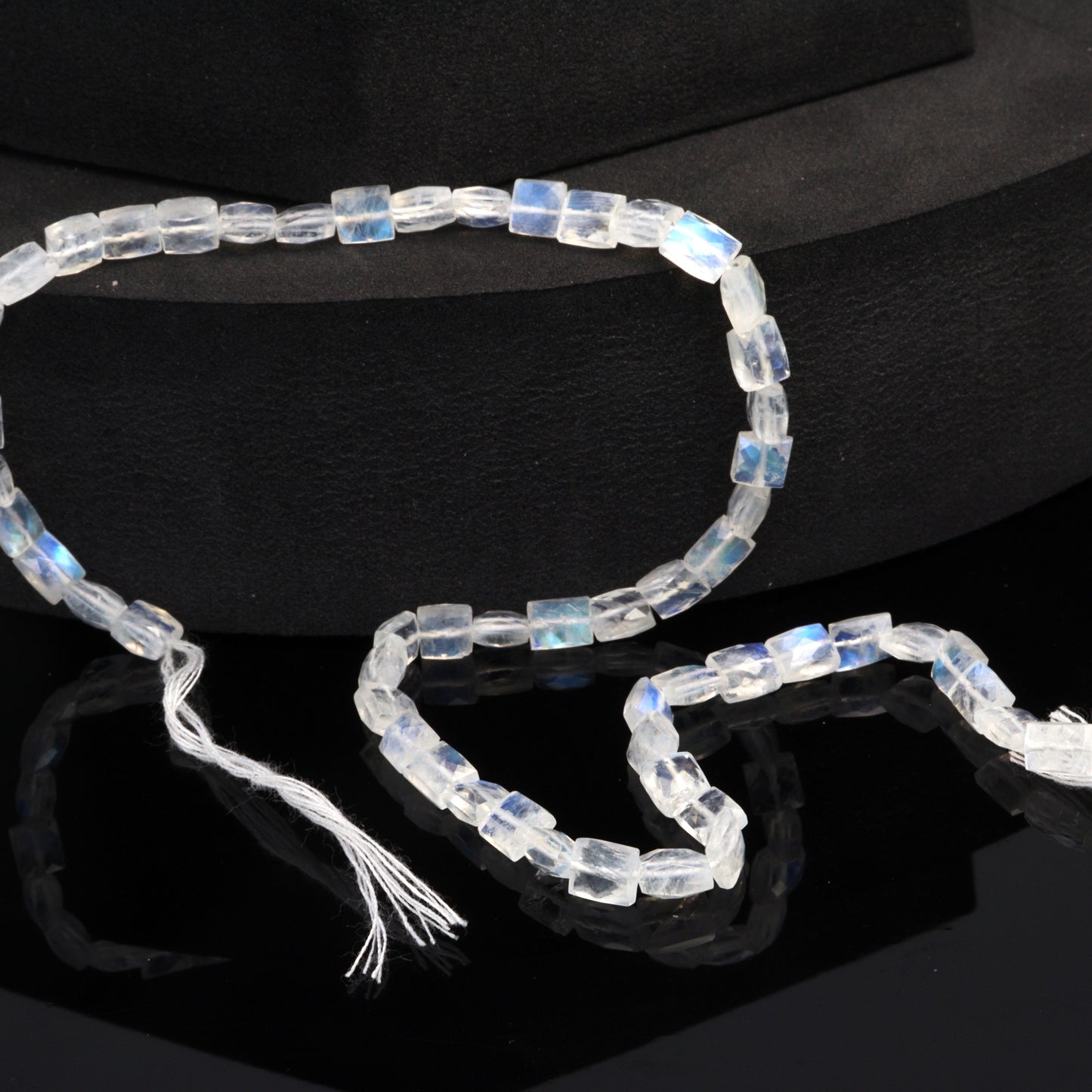 AA Blue Rainbow Moonstone 5x4mm Faceted Cushions
