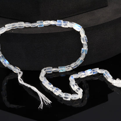 AA Blue Rainbow Moonstone 5x4mm Faceted Cushions