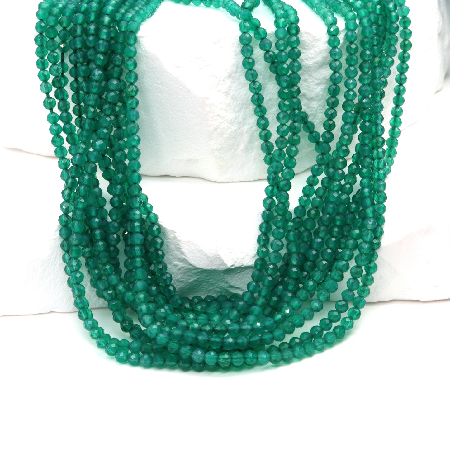 Green Onyx 2mm Faceted Rounds Bead Strand