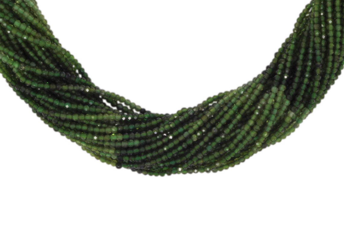 Ombre Green Tourmaline 2mm Faceted Rondelles Bead Strand