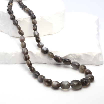 Gold Shine Gray Moonstone 6x4mm Smooth Nuggets