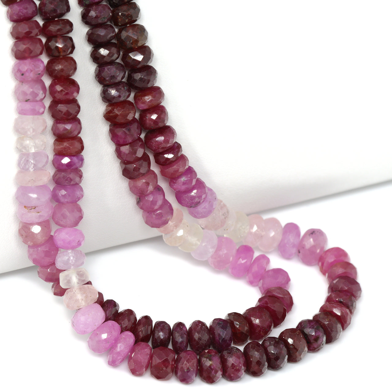 Ombre Red and Pink Ruby 6mm – 7mm Faceted Rondelles Bead Strand