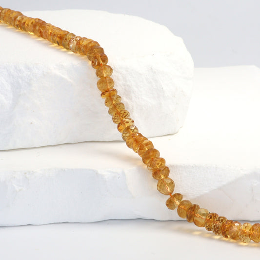 Yellow Orange Citrine 5mm Faceted Rondelles