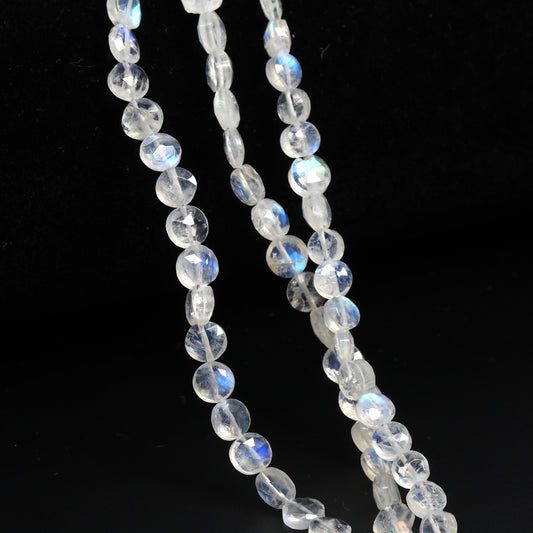 Rainbow Moonstone 5mm Faceted Coins Bead Strand