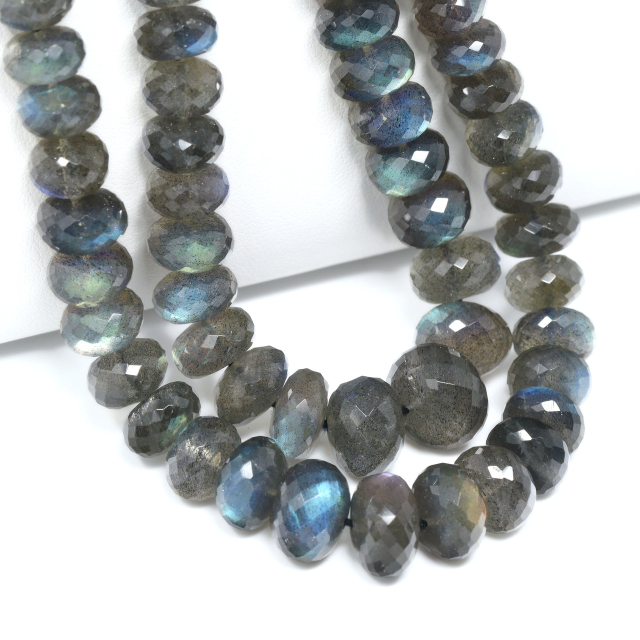 AAA Blue Labradorite 8mm – 12mm Faceted Rondelles Bead Strand