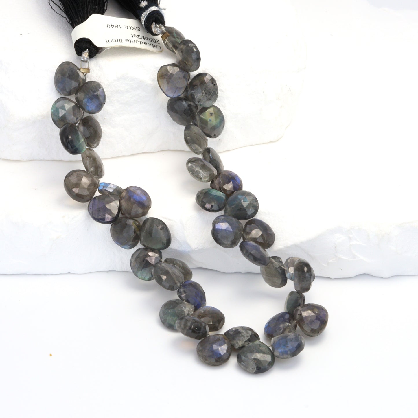 AA Dark Blue Labradorite 8mm Faceted Heart Shaped Briolettes