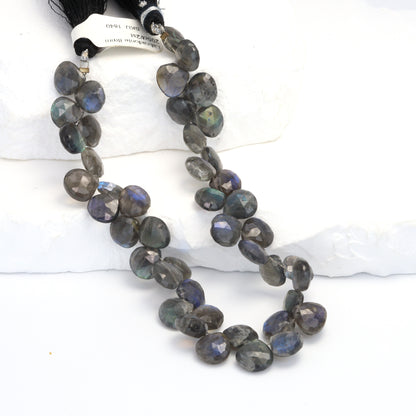 AA Dark Blue Labradorite 8mm Faceted Heart Shaped Briolettes