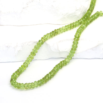 Green Peridot 5mm Faceted Rondelles Bead Strand