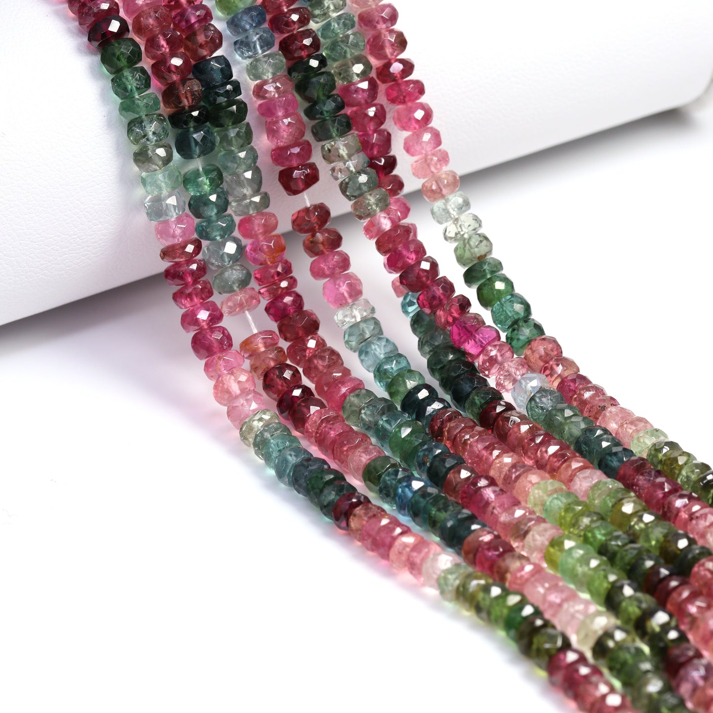 Watermelon Tourmaline 4.5mm Faceted Rondelles Bead Strand