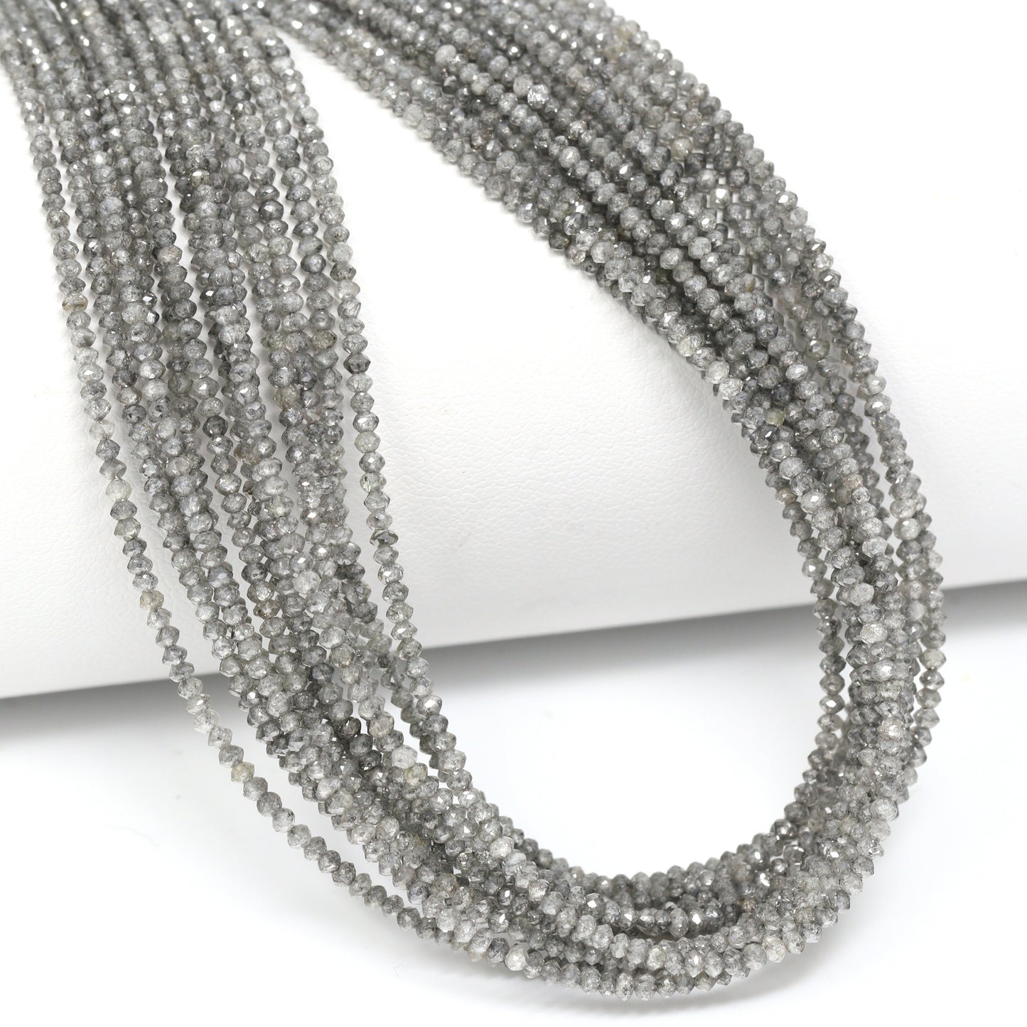 Gray Diamond 1.7mm – 2mm Hand Faceted Rondelles Bead Strand