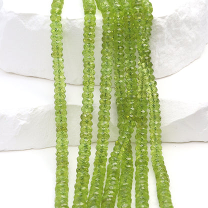Green Peridot 4.5mm Faceted Rondelles Bead Strand