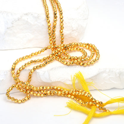 Gold Plated Pyrite 2.5mm Faceted Rounds Bead Strand