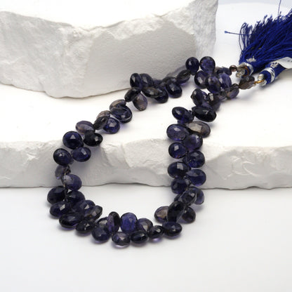 Blue Iolite 7x5mm Faceted Pear Shaped Briolettes