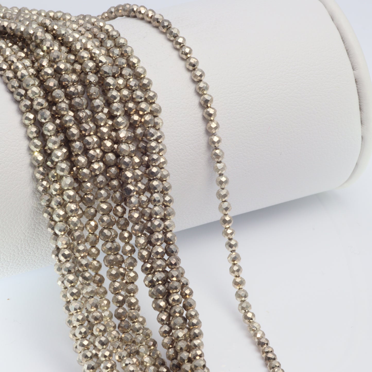 Silver Plated Pyrite 2.5mm Faceted Rounds Bead Strand