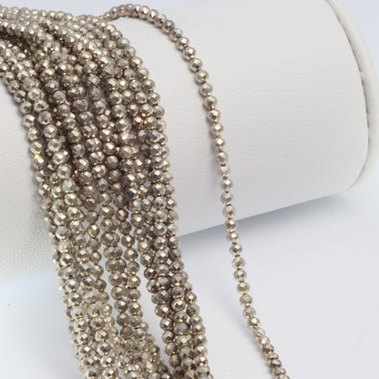 Silver Plated Pyrite 2.5mm Faceted Rounds Bead Strand