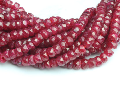 Dyed Red Ruby 3.5mm Faceted Rondelles