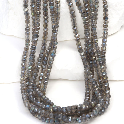 Coated Labradorite 3mm Faceted Rondelles Bead Strand