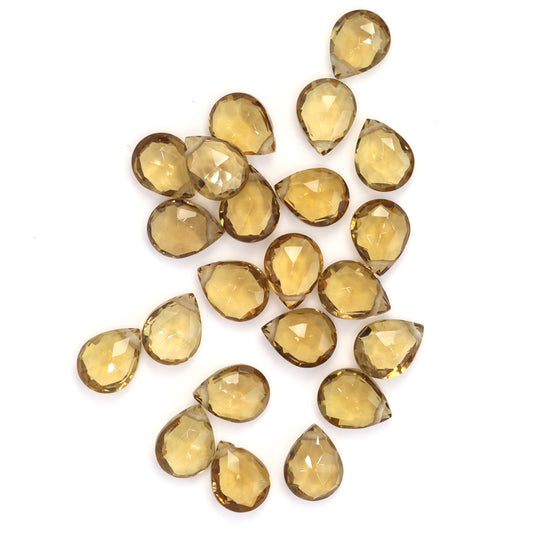 Champagne Quartz 9x7mm Faceted Pear Shaped Briolettes Loose Beads