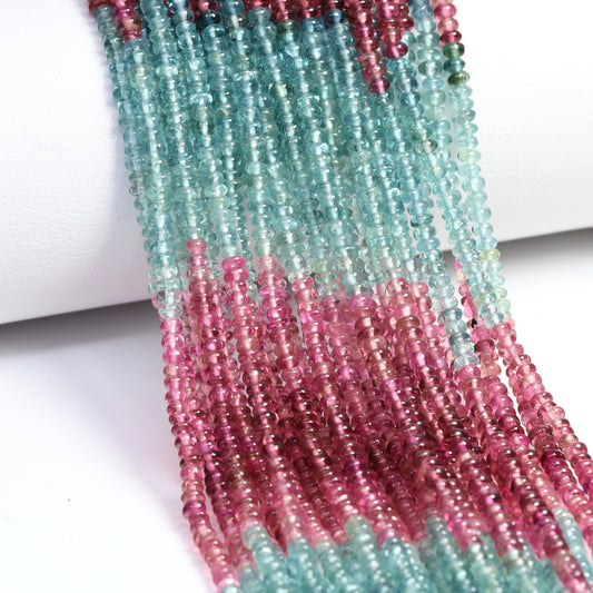 Watermelon Tourmaline 2.5mm Smooth Rondelles Bead Strand