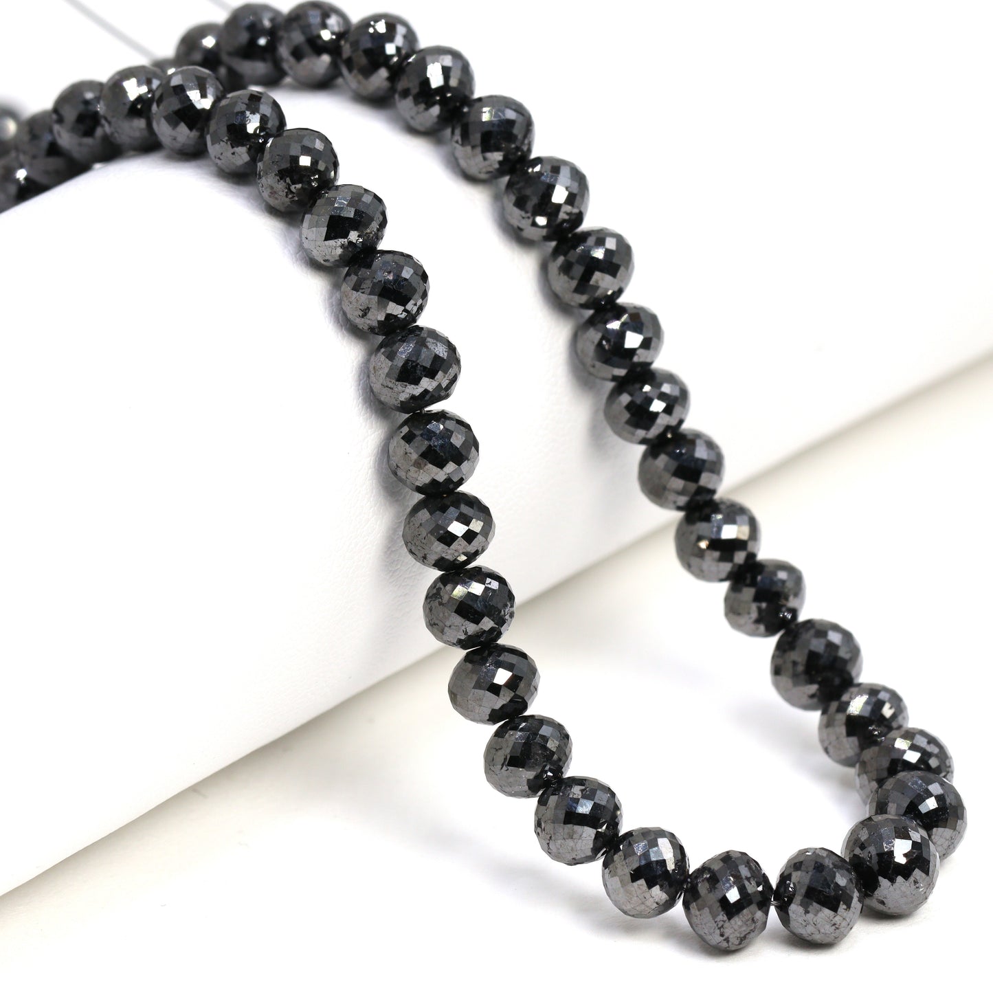 Black Diamond 6mm - 7mm Faceted Rondelles Bead Strand