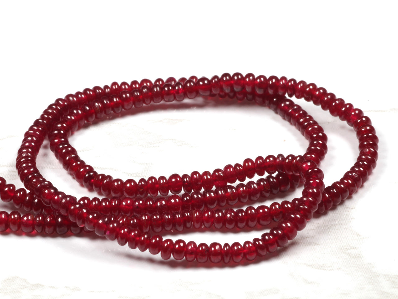 Red Ruby 2.5mm Smooth Rondelles Bead Strand