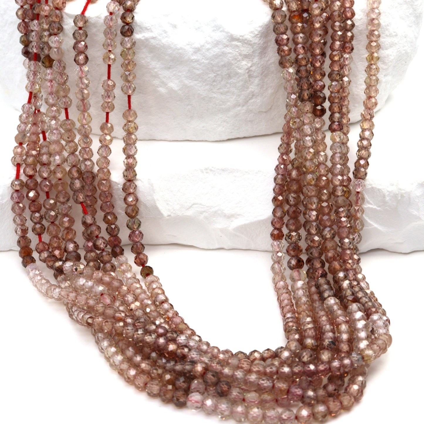 Ombre Light Red Zircon 2.5mm Faceted Rondelles