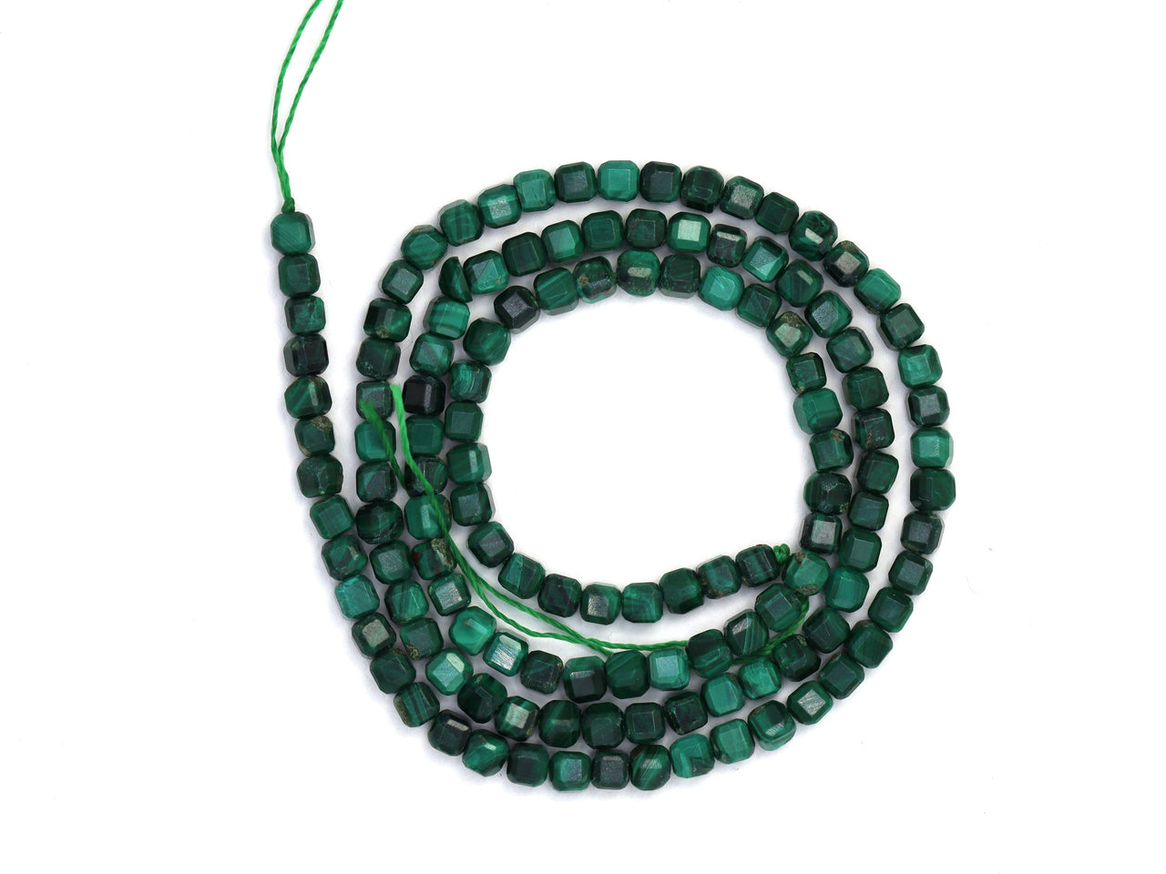 Green Malachite 3mm Faceted Cubes