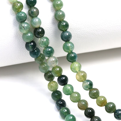 Green Moss Agate 4mm Smooth Rounds Bead Strand