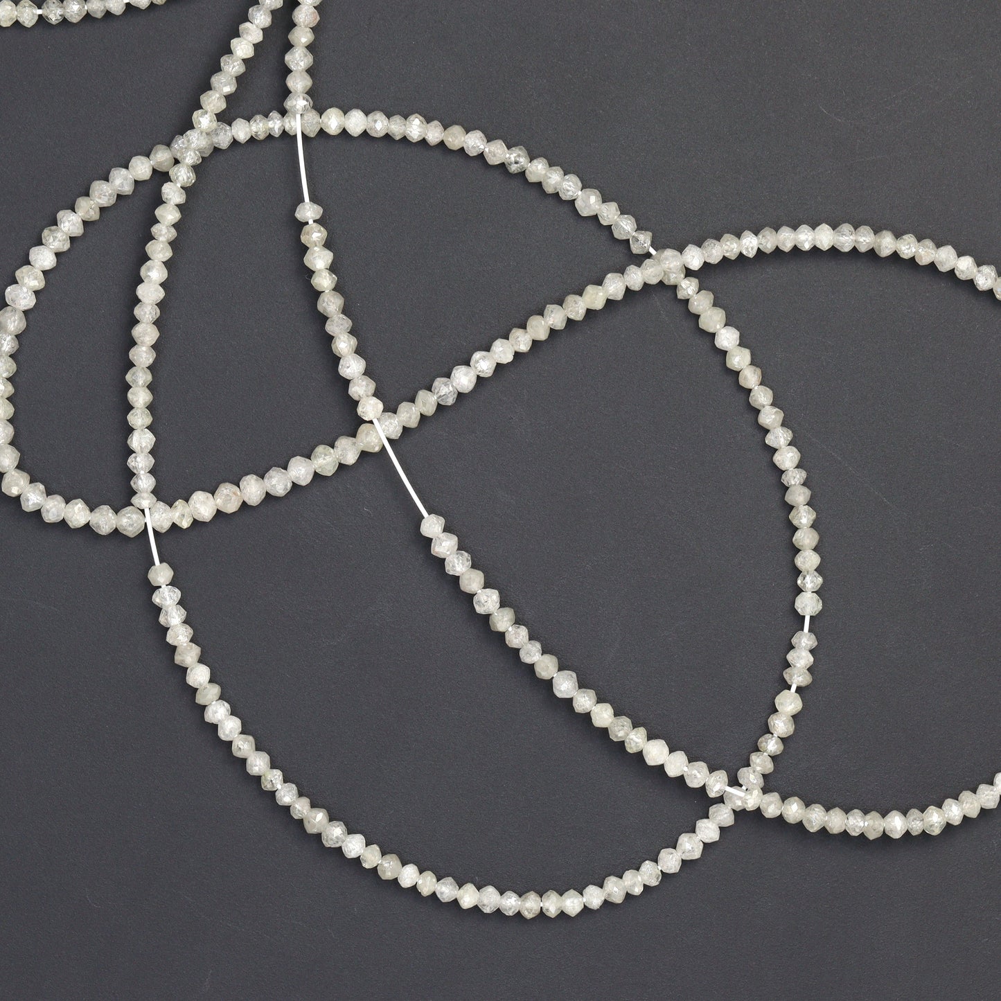 Gray Diamond 1.9mm - 2.2mm Hand Faceted Rondelles Bead Strand