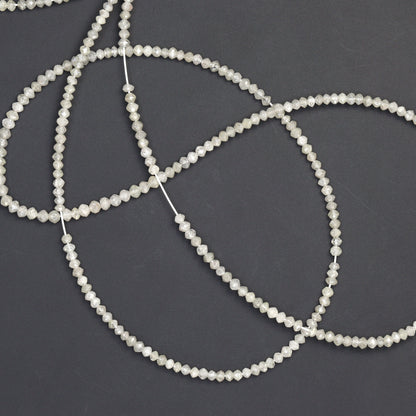 Gray Diamond 1.9mm - 2.2mm Hand Faceted Rondelles Bead Strand