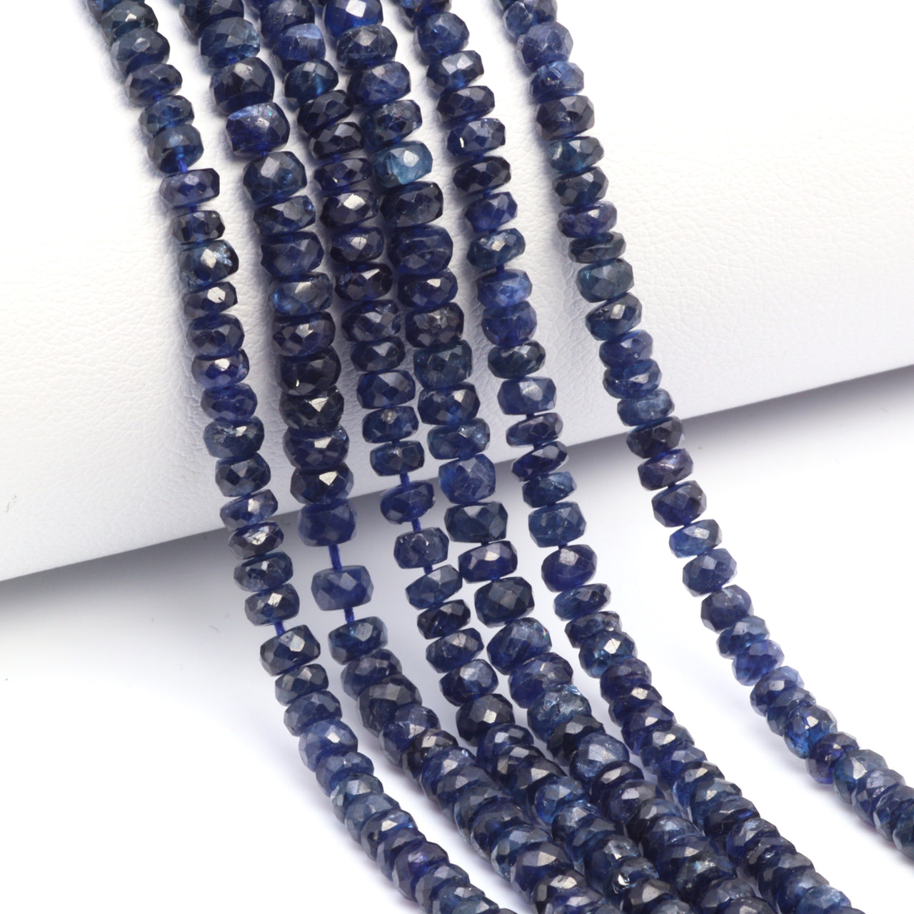 Deep Navy Blue Sapphire 3.5mm Faceted Rondelles