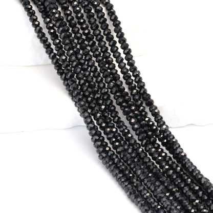 Black Spinel 4mm Faceted Rondelles Bead Strand