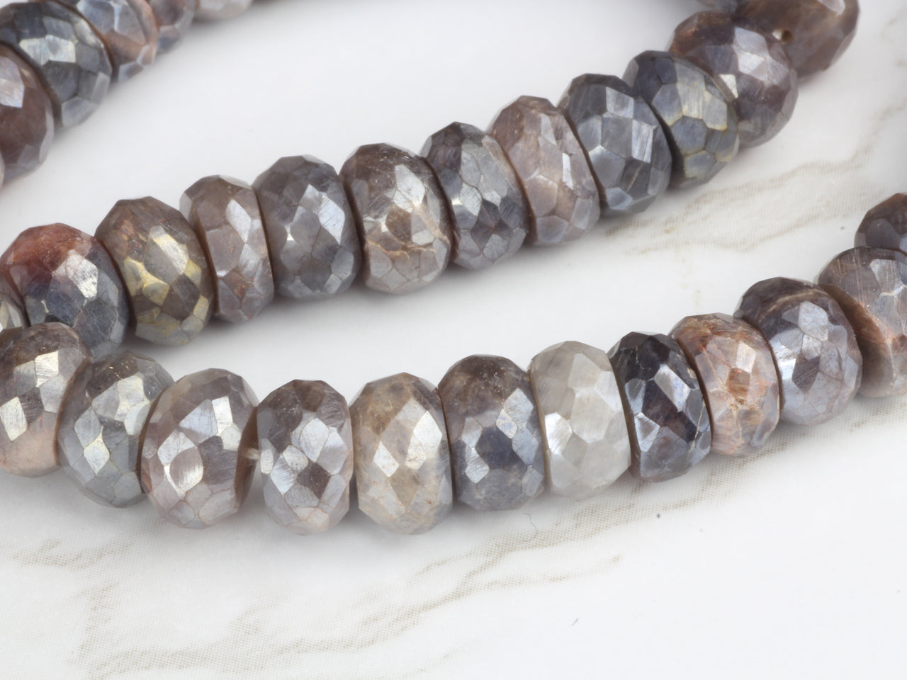 Coated Multi Moonstone 8mm Faceted Rondelles