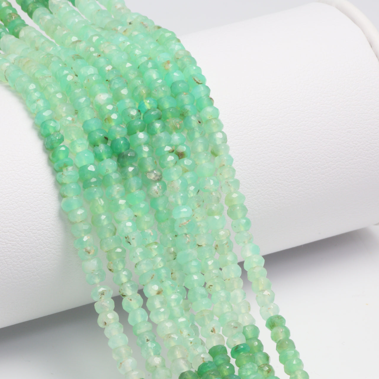 Ombre Chrysoprase 3.5mm Faceted Rondelles