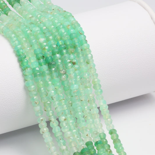 Ombre Chrysoprase 3.5mm Faceted Rondelles