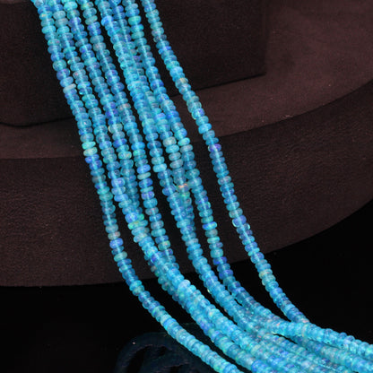 Teal Ethiopian Opal 3mm Smooth Rondelles Bead Strand