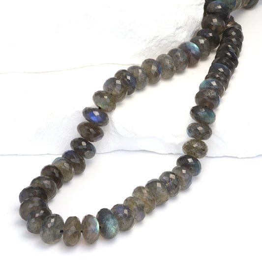 AAA Blue Labradorite 9mm Faceted Rondelles Bead Strand